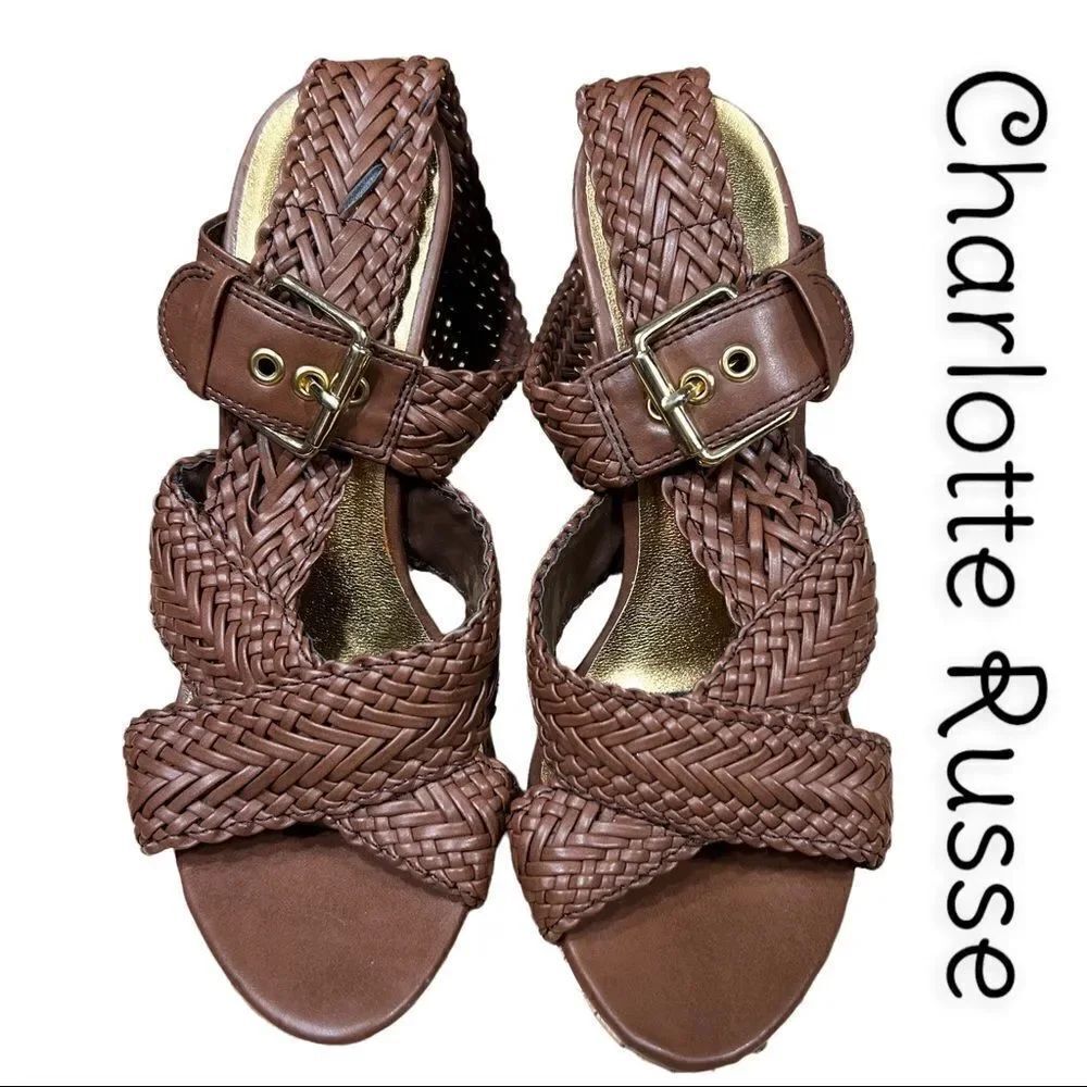NEW Charlotte Russe SHASHA Brown Vegan Leather High Heel Sandal Pumps 6